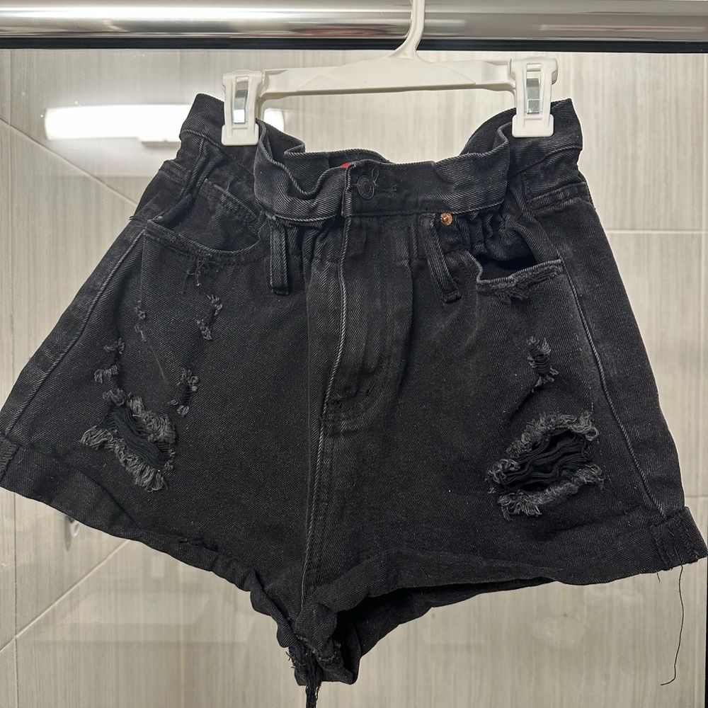 Black high rise shorts